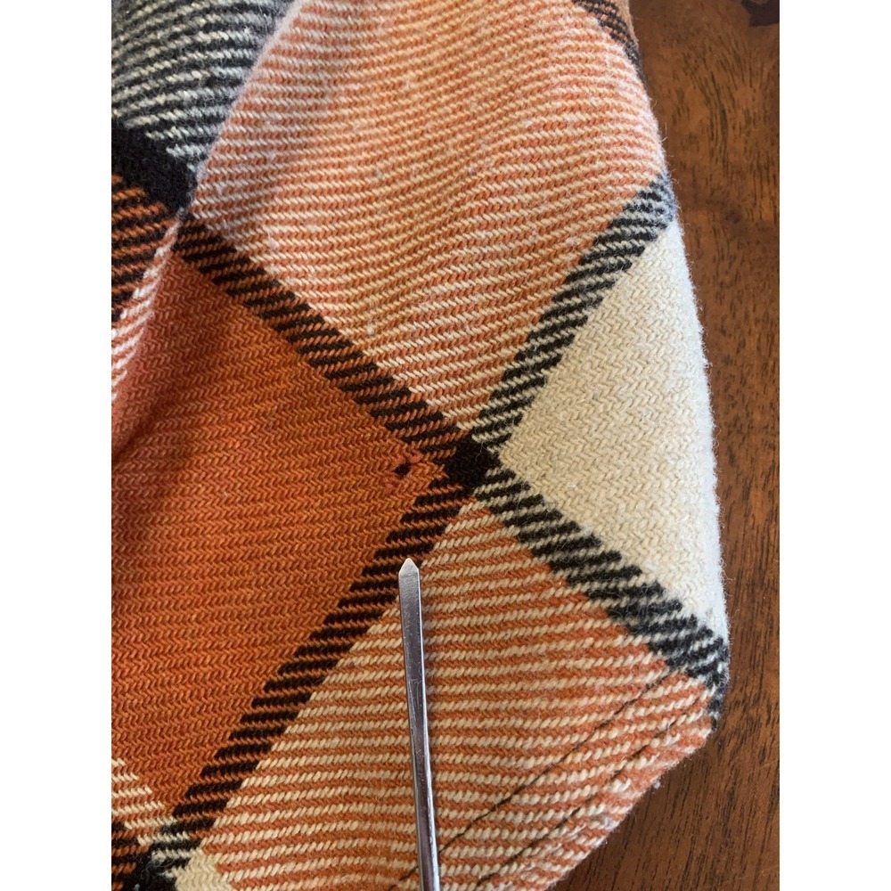 Vintage Penneys TownCraft Button Up Flannel Jacket Mens S Brown Plaid CPO 60s 70 - Picture 16 of 16